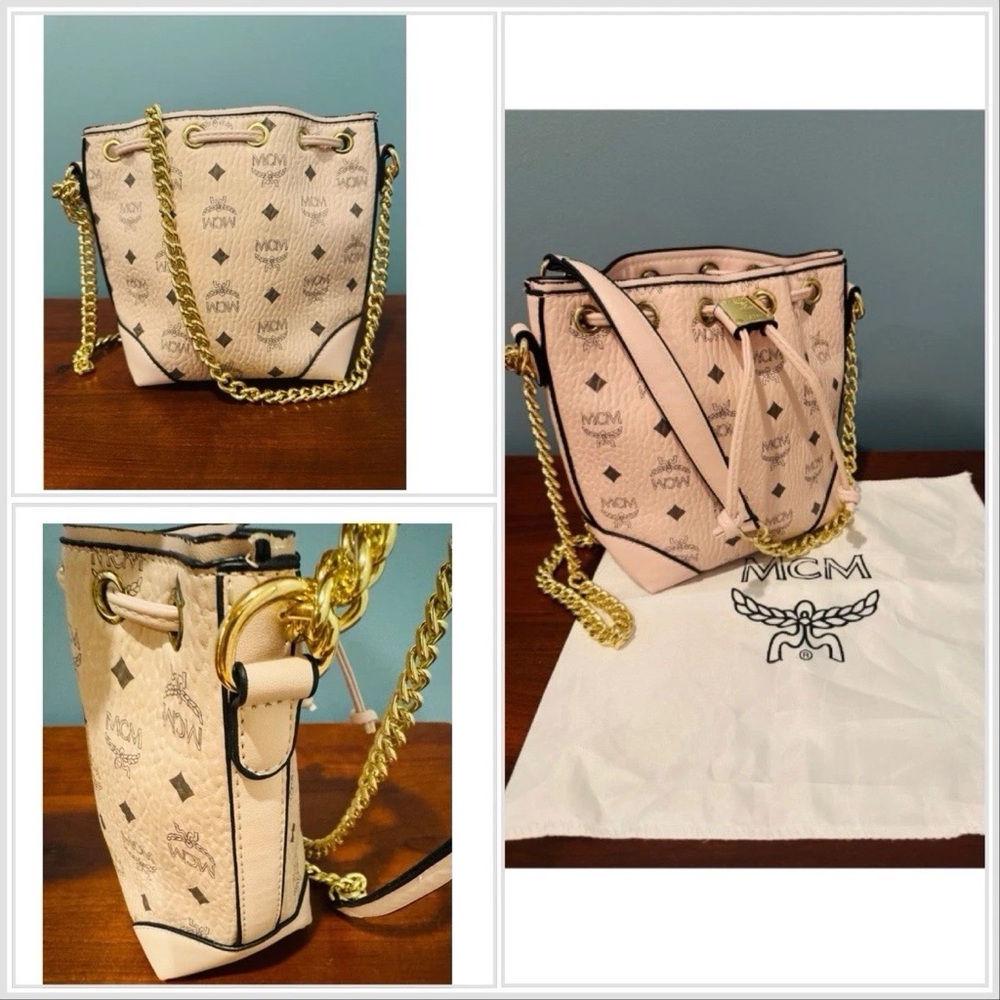 (NWOT) MCM Crossbody Bucket Purse - Pink - Picture 3 of 14